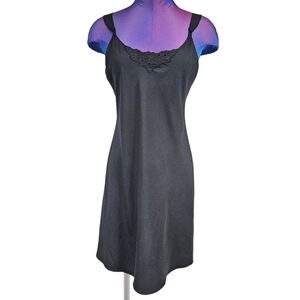 Vintage 70s Vanity‎ Fair Black Slip Nightie Size 32 Women's Small K15